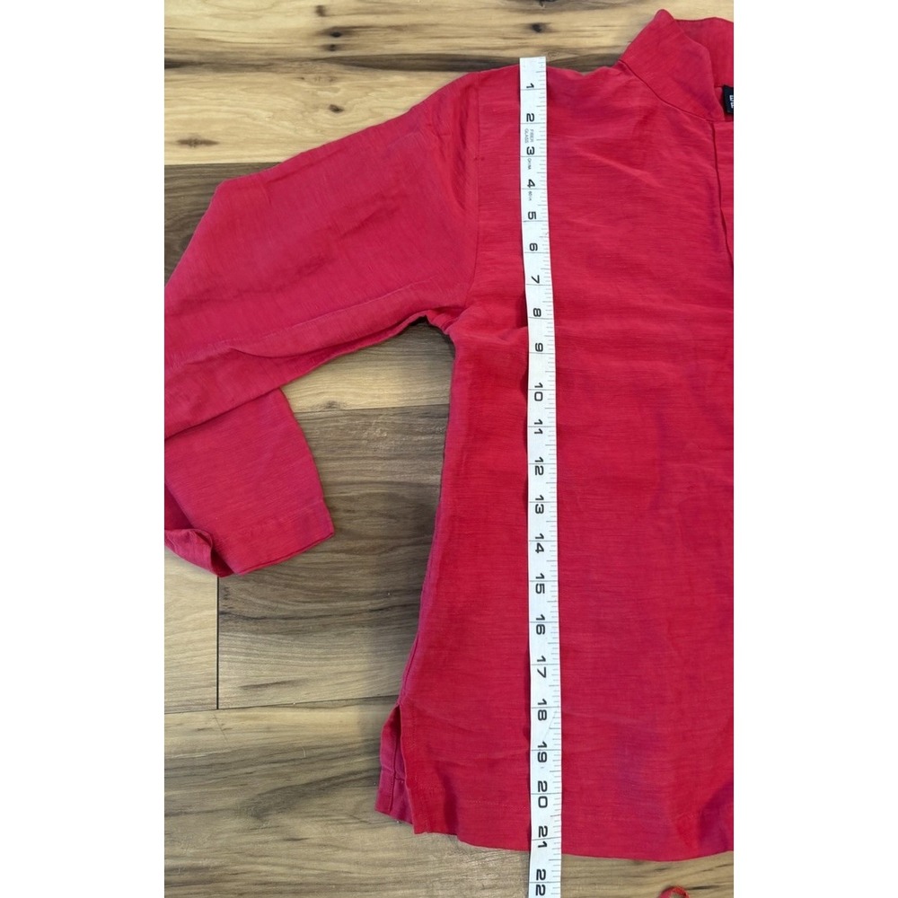 Eileen Fisher XS S Red Silk Linen Two Piece Button Shirt Pants Set Quiet Luxury - Picture 9 of 13